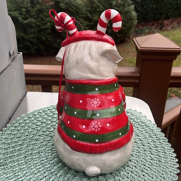 NWT Blue Sky Clayworks Christmas Pug wearing sweater & Candy-cane antlers. - Picture 5 of 8